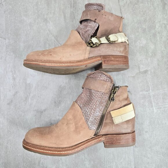 A.S.98 Airstep Moto Ankle Boots 5.5-6 Leather Distressed Western Grunge Booties - Picture 7 of 11